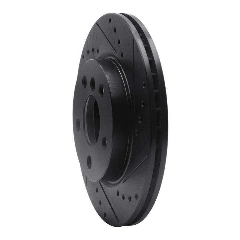 Mini Cooper Brake Rotor (1) - Front Right - R1 Concepts - Drilled & Slotted - Black - `14-`24